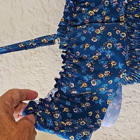 Joe Boxer women's summer crop top. Adorable style.  Blue with floral. Size XXXL. - Picture 4 of 14